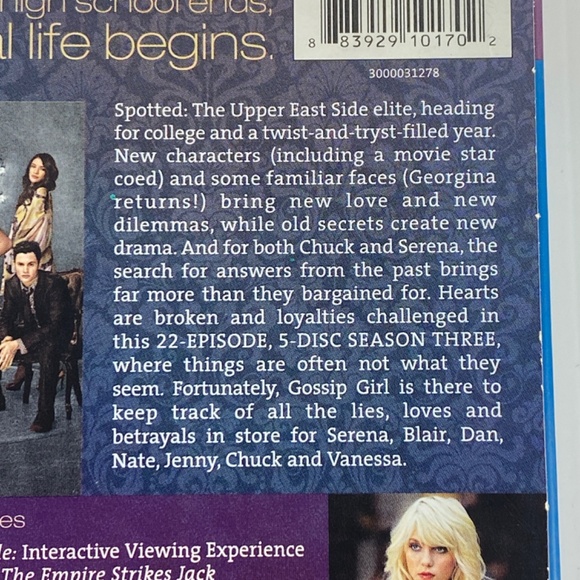 Gossip Girl Season 3 / The Complete Third Season 5 Disc Set DVD 2010 - Picture 3 of 8